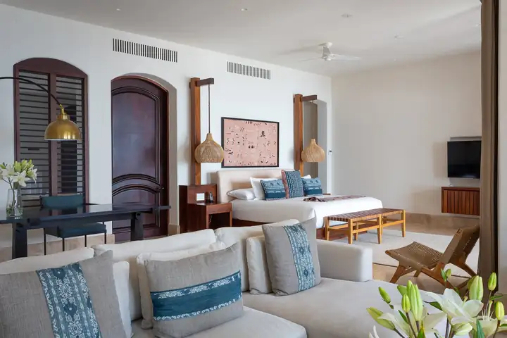Master Suite 1: the living area and doors to the terrace
